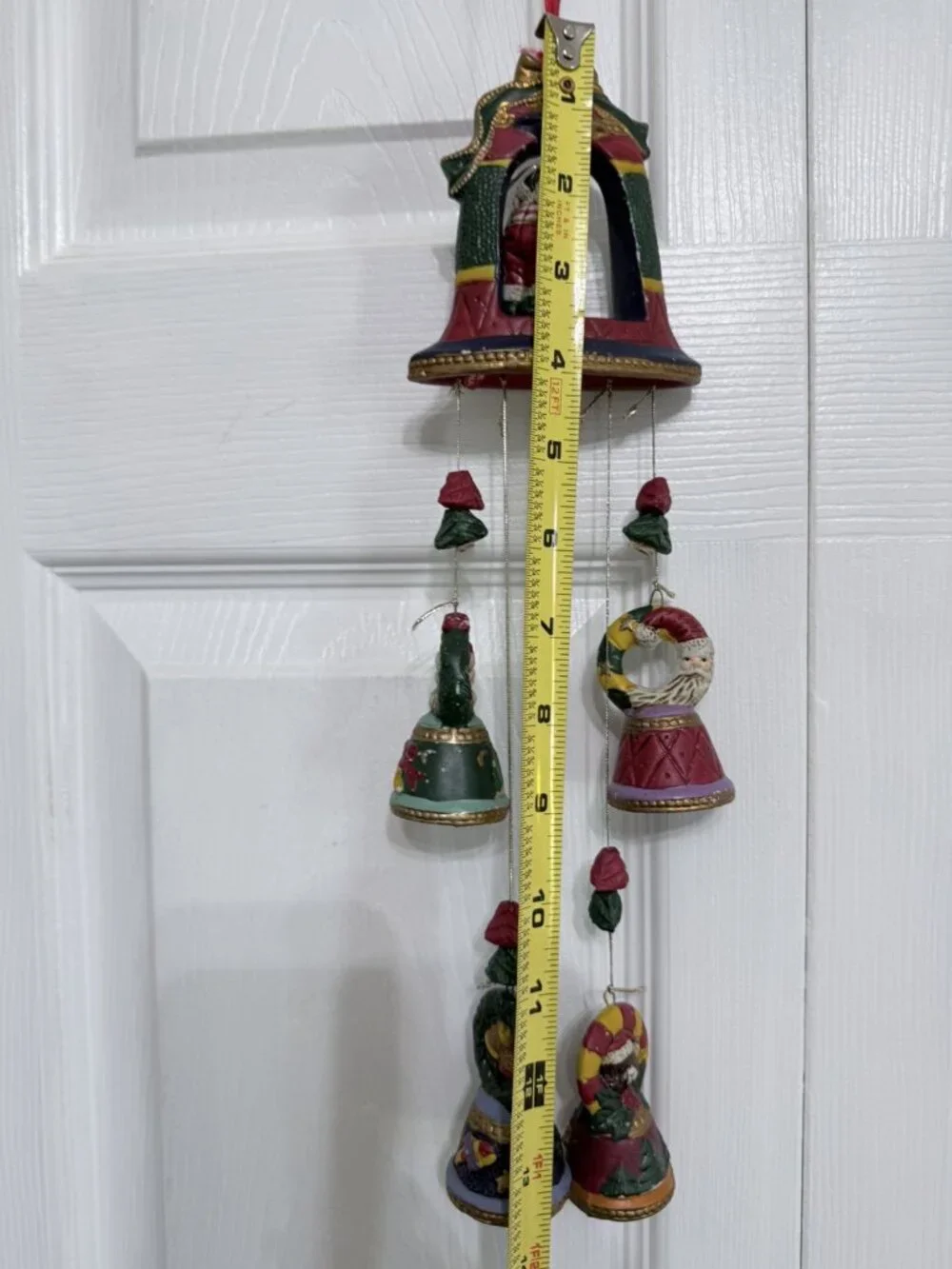 Ceramic Santa Claus Christmas Hanging Chimes Decoration Painted Multicolor 14